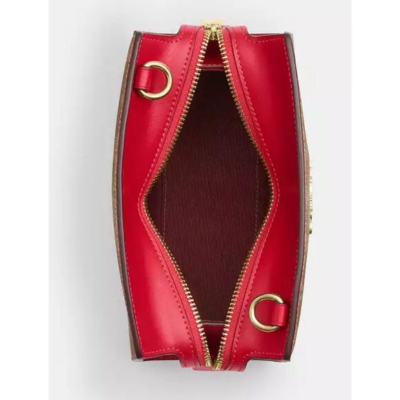 🔥🎁NWT! Coach Gia Crossbody Bag In Sig Canvas Tan/Carnation CCK77 Msrp: $298.00 - Picture 8 of 11